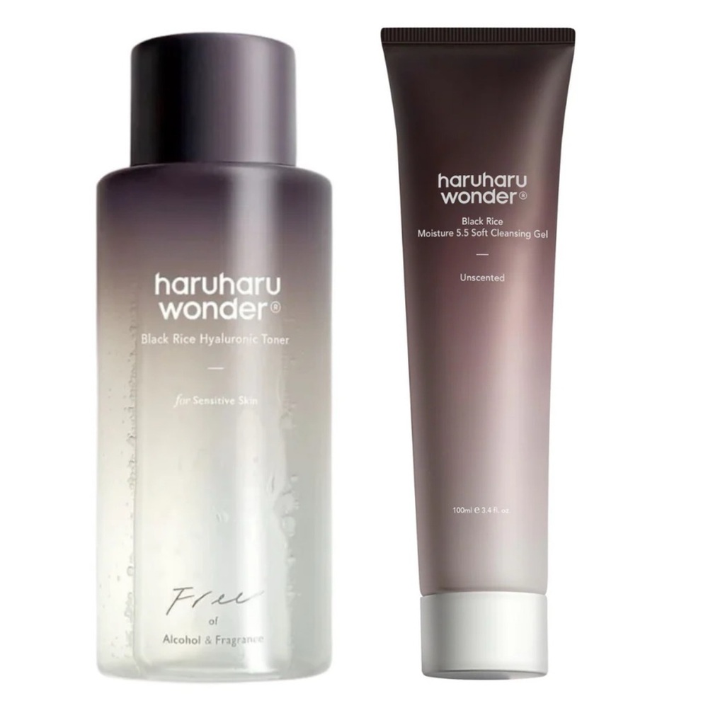 🔥2/$40🔥 BNIB Haruharu Wonder Black Rice Cleanser Gel & Toner Korean Skincare Set